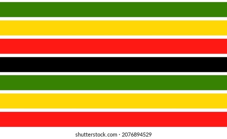 Jamaican color striped background. Horizontal lines Rastafarian on classic rasta reggae colors seamless pattern. Vector illustration wallpaper.