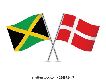 Jamaican and Danish flags. Vector illustration.