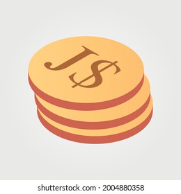 Jamaican dollar
 Jamaica currency symbol coin isometric vector illustration design