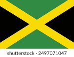 Jamaican flag flat design. Vector illustration. 