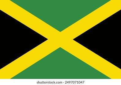 Diseño plano de la bandera jamaicana. Ilustración vectorial. 