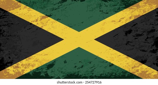 Jamaican flag Grunge background. Vector illustration Eps 8.
