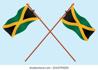 Ilustración del icono de la bandera jamaicana. Para educación sobre el país de Jamaica y símbolos para el día de la independencia de Jamaica.