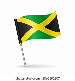 Jamaican flag map pointer layout. Vector illustration.