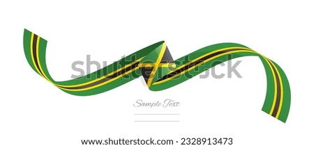 Jamaican flag ribbon vector illustration. Jamaica flag ribbon on abstract isolated on white color background