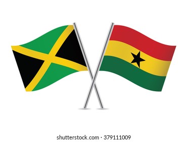 Jamaican and Ghanaian flags. Vector illustration.