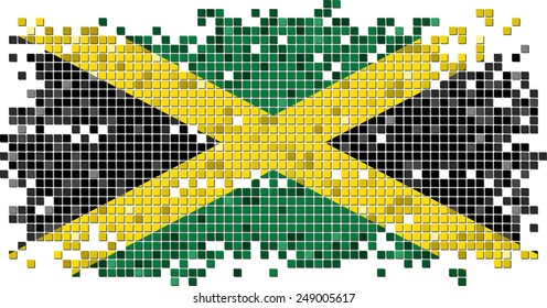 Jamaican grunge tile flag. Vector illustration Eps 8.
