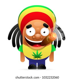 Jamaican guy with a cigarette vector illustration