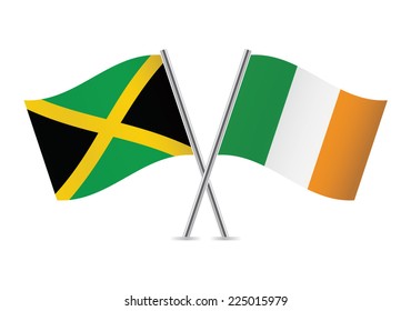 Jamaican and Irish flags. Vector illustration.