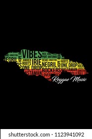 jamaican map reggae roots colorful distressed music