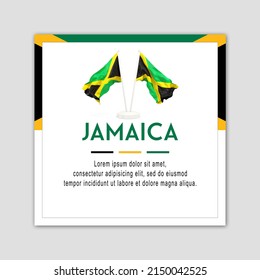 Jamaican National Day Celebration illustration, with Jamaican flagpole.