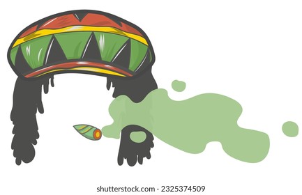 Jamaican rasta hat with dreadlocks. Reggae style avatar.