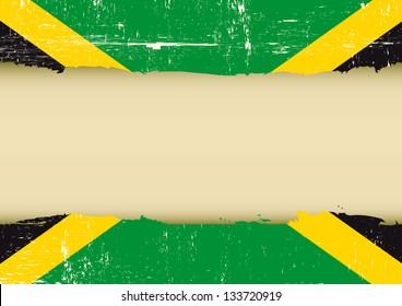 Jamaican scratched flag. A Jamaican flag with a large frame for your message