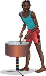 Jamaican Steel Drummer Vector Illustration