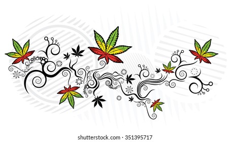 Jamaican style marijuana texture background vector illustration