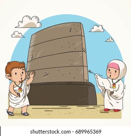 Jamarat ritual or Hajj Vector illustration