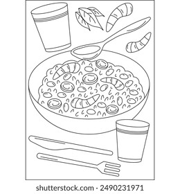 jambalaya food dish coloring book page for kids or grown adults coloring book mindful relaxation activity