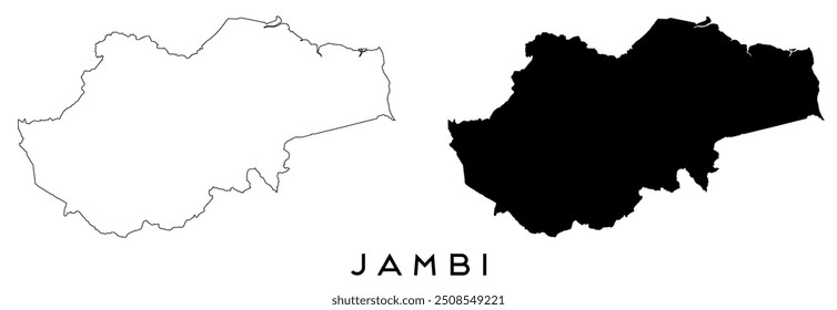 Contorno do mapa de Jambi e vetor de silhueta preta