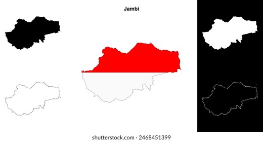 Jambi province outline map set