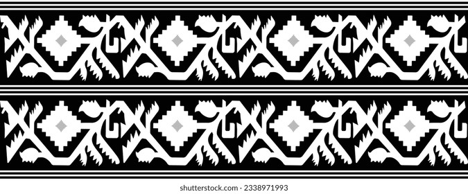 Jamdani saree border pattern design. Bangladesh and Indian original Traditional saree design patterns. Folk seamless fabric vector pattern design.