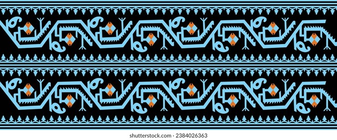 Jamdani saree border pattern design. Bangladesh and Indian original Traditional saree design patterns. Folk seamless fabric vector pattern design.