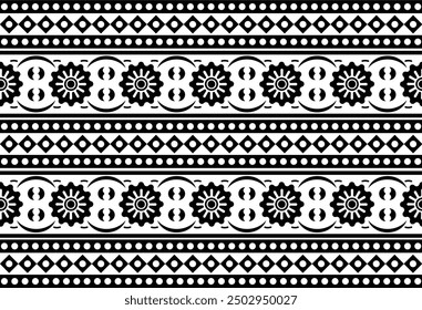 Jamdani saree border pattern design. Bangladesh and Indian original Traditional saree design patterns. Folk seamless fabric vector pattern design.