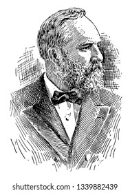 James Abram Garfield von 1831 bis 1881 war 20. Präsident der Vereinigten Staaten und Mitglied des US-Hauses der Vertreter von Ohio Vintage Linie Zeichnung oder Gravitation Illustration