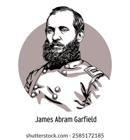 James Abram Garfield was the 20th President of the United States, a multi-talented self-taught military leader and Republican Party activist. Hand drawn vector illustration