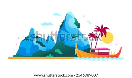 James Bond Island - modern colored vector illustration