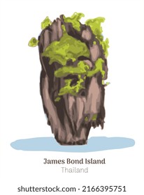 tailandia de James Bond Island   ilustración vectorial de dibujo manual
