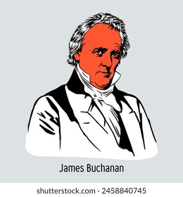 James Buchanan is an American politician, the 15th President of the United States from the Democratic Party, considered the worst US President in history. Hand drawn vector illustration