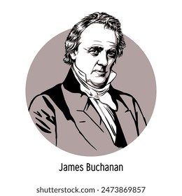 James Buchanan is an American politician, the 15th President of the United States from the Democratic Party. Hand drawn vector illustration