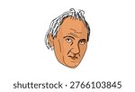 James Buchanan portrait, flat vector illustration