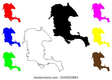 James City County, Commonwealth da Virgínia (Condado dos EUA, Estados Unidos da América, EUA, EUA) mapa ilustração vetorial, esboço de rabisco Mapa de James City