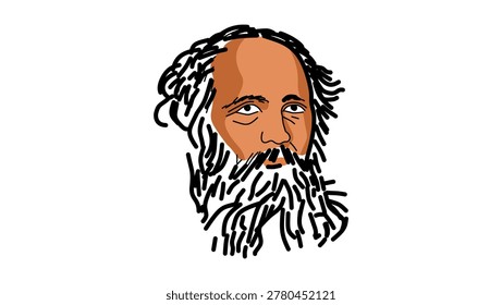 James Clerk Maxwell  portrait, color vector illustration