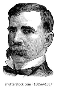 James Donald Cameron, 1833-1918, he was an American politician and United States senator from Pennsylvania, vintage line drawing or engraving illustration