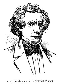 James Gordon Bennett 1795 to 1872 he was the founder editor and publisher of the New York Herald and a major figure in the history of American newspapers vintage line drawing or engraving illustration