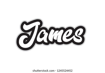 james hand written word text for typography design in black and white color. Can be used for a logo, branding or card
