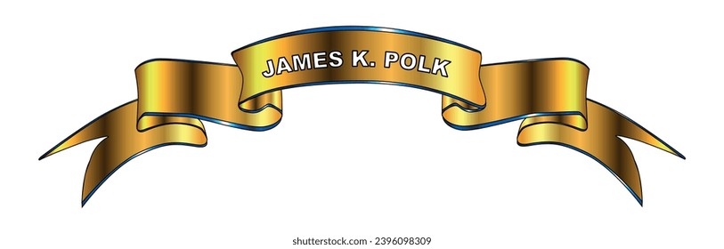 James K Polk former president of the USA golden ribbon banner isolated over a white background.