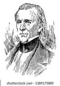 James Knox Polk, 1795-1849, He Was The Eleventh President Of The United States, Speaker Of The House Of Representatives And Governor Of Tennessee, Vintage Line Drawing Or Engraving Illustration