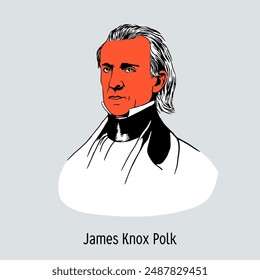 James Knox Polk - der elfte Präsident der Vereinigten Staaten. handgezeichnete Vektorillustration