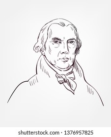 James Madison Usa President Vector Sketch Portrait