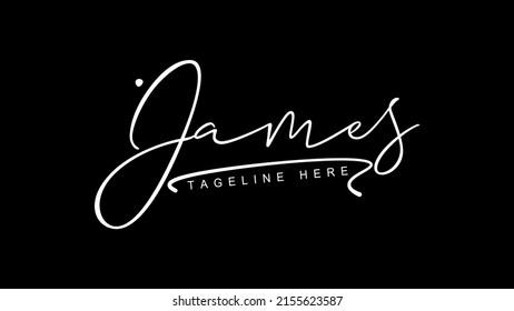 James Signature Logo Design, Stylish James Name Logo, James Name Signature Logo Vector Design.