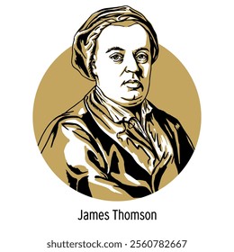 James Thomson was a Scottish poet and playwright, best known for his work The Seasons. Hand drawn vector illustration