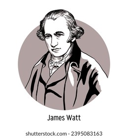 James Watt is a Scottish engineer and mechanical inventor. Hand drawn vector illustration