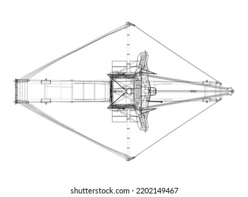 James Webb Space Telescope. Elements of this image furnished by NASA. Vector rendering of 3d. The layers of visible and invisible lines are separated