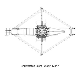 James Webb Space Telescope. Elements of this image furnished by NASA. Vector rendering of 3d. The layers of visible and invisible lines are separated