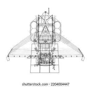 James Webb Space Telescope. Elements of this image furnished by NASA. Vector rendering of 3d. The layers of visible and invisible lines are separated