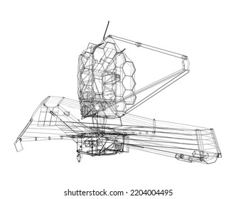 James Webb Space Telescope. Elements of this image furnished by NASA. Vector rendering of 3d. The layers of visible and invisible lines are separated