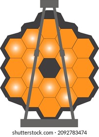 James Webb Space Telescope front view isolated on white. Vector illustration.